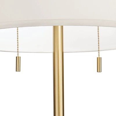 Possini Euro Design Luxe Italian Style Floor Lamp 64" Tall Gold Metal White Linen Drum Shade For Living Room Reading House Bedroom Office 3 Possini Euro Design Luxe Italian Style Floor Lamp 64" Tall Gold Metal White Linen Drum Shade For Living Room Reading House Bedroom Office - Image 3