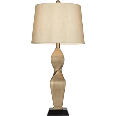 Possini Euro Design Helen Modern Table Lamp 30" Tall Gold Twist Sculptural Tapered Drum Shade For Bedroom Living Room Bedside Nightstand Office Kids 3 Possini Euro Design Helen Modern Table Lamp 30" Tall Gold Twist Sculptural Tapered Drum Shade For Bedroom Living Room Bedside Nightstand Office Kids - Image 3