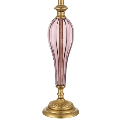 Possini Euro Design Clarrissa 31 1/2" Tall Fluted Vase Large Traditional End Table Lamp Pink Brass Finish Glass Single White Shade Living Room Bedroom 5 Possini Euro Design Clarrissa 31 1/2" Tall Fluted Vase Large Traditional End Table Lamp Pink Brass Finish Glass Single White Shade Living Room Bedroom - Image 5