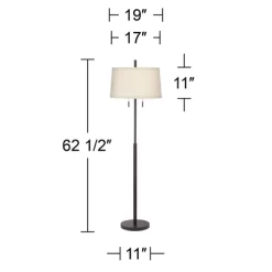 Possini Euro Design Nayla Modern Floor Lamp 62 1/2" Tall Bronze Metal Off White Fabric Tapered Drum Shade For Living Room Bedroom Office House Home -Possini Euro Design Sales GUEST b3e71107 ad6c 45a8 9214 770f5129cfe0