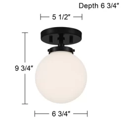 Possini Euro Design Jilly Modern Ceiling Light Semi Flush Mount Fixture 6 3/4" Wide Black White Glass Globe Shade For Bedroom Kitchen Living Room Home -Possini Euro Design Sales GUEST b515e171 04e7 471f 9c15 8a07c3f16d72