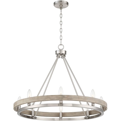 Possini Euro Design Brushed Nickel Graywood Wagon Wheel Chandelier 29 1/4" Wide Farmhouse Rustic 8-Light Fixture Dining Room Kitchen Island Entryway 7 Possini Euro Design Brushed Nickel Graywood Wagon Wheel Chandelier 29 1/4" Wide Farmhouse Rustic 8-Light Fixture Dining Room Kitchen Island Entryway - Image 7