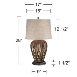 Possini Euro Design Buckhead Modern Table Lamp 28" Tall Bronze With Dimmable USB Workstation Base Drum Shade For Bedroom Living Room Kids Desk Home -Possini Euro Design Sales GUEST b5abd527 25b2 4bfc b030 454b23d62303