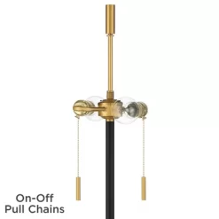 Possini Euro Design Roxie Modern Floor Lamp With Riser 65 1/2" Tall Brass Black Metal Sheer Linen Double Drum Shade For Living Room Bedroom Office -Possini Euro Design Sales GUEST b5c07179 5767 4f85 8a6f b0163d6075eb