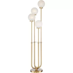 Possini Euro Design Candide Mid Century Modern Floor Lamp With Riser 74" Tall Warm Gold Metal 4 Light LED Glass Globe Shade For Living Room Reading -Possini Euro Design Sales GUEST b679d481 bf36 42ec 82cb 70f18623920f