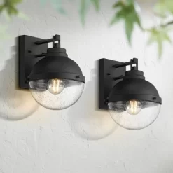 Possini Euro Design Possini Euro Sargasso 11" Black Marine Outdoor Wall Light Set Of 2