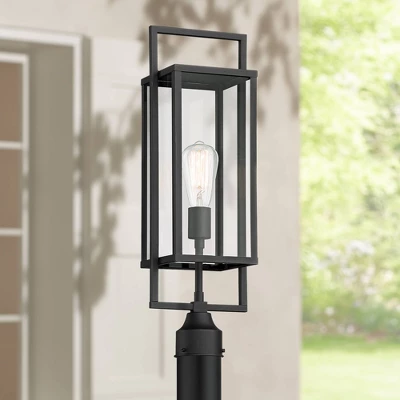Possini Euro Design Jericho Modern Outdoor Post Light Textured Black 22" Clear Glass Panel For Exterior Barn Deck House Porch Yard Patio Home Outside 1 Possini Euro Design Jericho Modern Outdoor Post Light Textured Black 22" Clear Glass Panel For Exterior Barn Deck House Porch Yard Patio Home Outside
