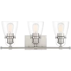 Possini Euro Design Kalen Modern Wall Light Brushed Nickel Hardwire 23 1/2" 3-Light Fixture Clear Glass Shade For Bedroom Bathroom Vanity Reading -Possini Euro Design Sales GUEST ba1c6ad1 8fd5 4076 ae70 fd5c4311f587