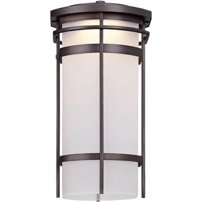 Possini Euro Design Theola Modern Outdoor Wall Light Fixture Bronze LED 12 3/4" Etched Glass Shade For Post Exterior Barn Deck House Porch Yard Patio 2 Possini Euro Design Theola Modern Outdoor Wall Light Fixture Bronze LED 12 3/4" Etched Glass Shade For Post Exterior Barn Deck House Porch Yard Patio - Image 2