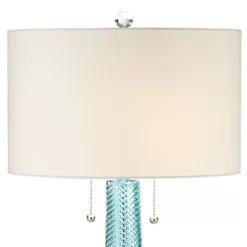 Possini Euro Design Modern Table Lamps 28.5" Tall Set Of 2 Light Sky Blue Fluted Glass White Drum Shade For Living Room Bedroom Office Family -Possini Euro Design Sales GUEST baeaf23b c670 4011 8cc8 3b7264d65662