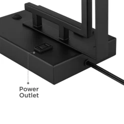 Possini Euro Design Covello 25" High Modern Mission Desk Lamp USB Port AC Power Outlet Black Metal Single White Shade Home Office Living Room Charging -Possini Euro Design Sales GUEST bb1e0a95 e9ea 40d8 8d2f 284efc9a5571