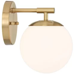 Possini Euro Design Meridian Modern Wall Light Sconce Soft Gold Hardwire 6" Fixture Frosted White Globe Glass Shade For Bedroom Bathroom Vanity House -Possini Euro Design Sales GUEST bb49d00d 275a 4b61 9ddf 3a9ebe7b8836