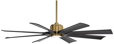60" Possini Euro Design Defender Modern Indoor Outdoor Ceiling Fan With Dimmable LED Light Remote Soft Brass Matte Black Damp Rated For Patio Exterior 4 60" Possini Euro Design Defender Modern Indoor Outdoor Ceiling Fan With Dimmable LED Light Remote Soft Brass Matte Black Damp Rated For Patio Exterior - Image 4