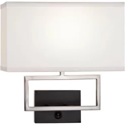 Possini Euro Design Trixie Modern Wall Lamps Set Of 2 Brushed Nickel Plug-in 12" Light Fixture Rectangular Fabric Shade For Bedroom Living Room Home 11 Possini Euro Design Trixie Modern Wall Lamps Set Of 2 Brushed Nickel Plug-in 12" Light Fixture Rectangular Fabric Shade For Bedroom Living Room Home -Possini Euro Design Sales GUEST bc0505ae ba91 42d8 92f6 f5b3ace6311f 1
