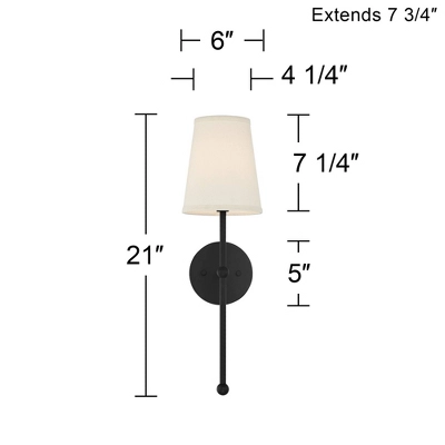 Possini Euro Design Elena Modern Wall Light Sconces Set Of 2 Matte Black Metal Hardwire 6" Fixture Cream Linen Shade For Bedroom Living Room Hallway 3 Possini Euro Design Elena Modern Wall Light Sconces Set Of 2 Matte Black Metal Hardwire 6" Fixture Cream Linen Shade For Bedroom Living Room Hallway - Image 3