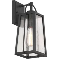Possini Euro Design Woodley 13" High Modern Outdoor Wall Light Fixture Mount Porch House Set Of 2 Weatherproof Sand Black Aluminum Seeded Glass Shade -Possini Euro Design Sales GUEST bc9aa752 9373 4797 add7 3af1d74af312