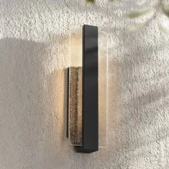 Possini Euro Design Possini Euro Cascadia 18"H Black Piastra Glass LED Outdoor Wall Light