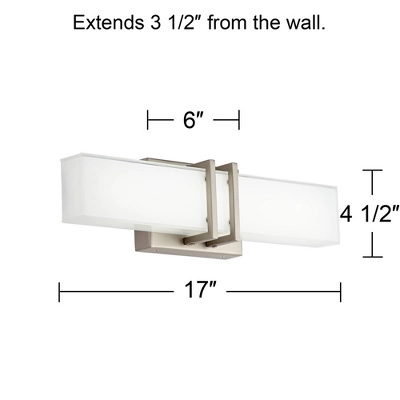Possini Euro Design Exeter Modern Wall Light Brushed Nickel 17" Light Bar LED Fixture Silk Screened Glass Shade For Bedroom Bathroom Vanity Reading 3 Possini Euro Design Exeter Modern Wall Light Brushed Nickel 17" Light Bar LED Fixture Silk Screened Glass Shade For Bedroom Bathroom Vanity Reading - Image 3