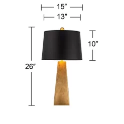 Possini Euro Design Obelisk Modern Table Lamp 26" High Gold Leaf Tapered Column Black Paper Drum Shade For Bedroom Living Room Bedside Nightstand Home -Possini Euro Design Sales GUEST bdf79f5a bfeb 4282 886e 671b70c1867b