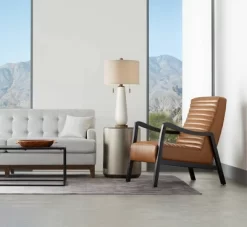 Possini Euro Design Kingston Modern Mid Century Table Lamp 32 3/4" Tall White Grooved Patterned Ceramic Taupe Drum Shade For Bedroom Living Room House -Possini Euro Design Sales GUEST bece14fc 11c5 423a 8af6 4fc533542cb9