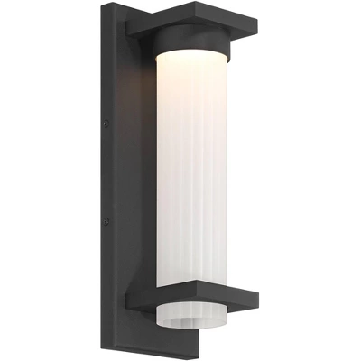 Possini Euro Design Kathleen 14" High Modern Outdoor Wall Light Fixture Mount Porch House Exterior Set Of 2 LED Bulb Sand Black Metal Glass Shade 6 Possini Euro Design Kathleen 14" High Modern Outdoor Wall Light Fixture Mount Porch House Exterior Set Of 2 LED Bulb Sand Black Metal Glass Shade - Image 6