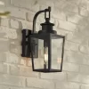 Possini Euro Design Ackerly 14" High Farmhouse Rustic Lantern Outdoor Wall Light Fixture Mount Porch House Edison Bulb Textured Black Finish Metal
