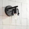 Possini Euro Design Modern Wall Light Sconce Black Metal Hardwired 5 1/4" Fixture Clear Glass Shade For Bedroom Bathroom Bedside