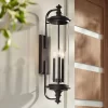 Possini Euro Design Medici Modern Outdoor Wall Light Fixture Black 32 1/4" Clear Glass Cylinder Shade For Post Exterior Barn Deck House Porch Yard