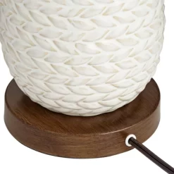 Possini Euro Design Kingston Modern Mid Century Table Lamp 32 3/4" Tall White Grooved Patterned Ceramic Taupe Drum Shade For Bedroom Living Room House -Possini Euro Design Sales GUEST c12bed6b fcb9 4908 b096 45239dc2c14d