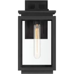 Possini Euro Design Atkins Modern Outdoor Wall Light Fixture Matte Black 14 1/4" Clear Glass For Post Exterior Barn Deck House Porch Yard Posts Patio -Possini Euro Design Sales GUEST c1343d56 ecf0 4474 b823 de7b2b32480f