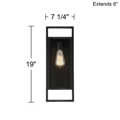 Possini Euro Design Jericho Modern Outdoor Wall Light Fixture Textured Black Metal 19" Clear Glass Panel For Post Exterior Barn Deck House Porch Yard -Possini Euro Design Sales GUEST c225dbc7 0d5b 4415 ad49 deba60c24328