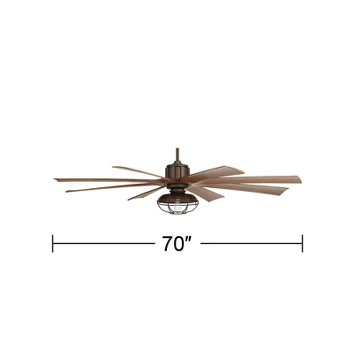 70" Possini Euro Design Defender Industrial Indoor Outdoor Ceiling Fan With Dimmable LED Light Remote Oil Rubbed Bronze Koa Cage Damp Rated For Patio 3 70" Possini Euro Design Defender Industrial Indoor Outdoor Ceiling Fan With Dimmable LED Light Remote Oil Rubbed Bronze Koa Cage Damp Rated For Patio - Image 3