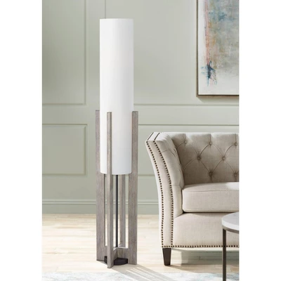 Possini Euro Design Arrista Modern 63" Tall Standing Floor Lamp Cylinder Foot Switch Wood Gray Wash Finish Living Room Bedroom House Reading Office 1 Possini Euro Design Arrista Modern 63" Tall Standing Floor Lamp Cylinder Foot Switch Wood Gray Wash Finish Living Room Bedroom House Reading Office