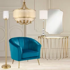 Possini Euro Design Kinsey Modern Torchiere Floor Lamp 72 1/2" Tall Brass Gold Metal Stone Pattern Crystal Glass Shade For Living Room Office House -Possini Euro Design Sales GUEST c3f945ff 437c 49d5 be44 0cc18be22c53