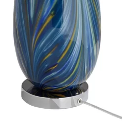 Possini Euro Design Pablo Modern Table Lamp 27" Tall Blue Art Glass White Tapered Drum Shade For Bedroom Living Room Bedside Nightstand Office Family -Possini Euro Design Sales GUEST c400d8fd 4bc3 436c bf75 b5c2c33a053b