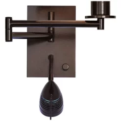 Possini Euro Design Radix Modern Swing Arm Wall Lamp Bronze With Cord Cover LED Reading Light Plug-in Light Fixture Oatmeal Shade For Bedroom Bedside -Possini Euro Design Sales GUEST c40f998d 168f 4320 9c54 90e849b34008