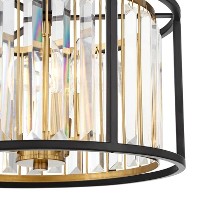 Possini Euro Design Milne Modern Ceiling Light Semi Flush Mount Fixture 14" Wide Bronze Brass 3-Light Clear Crystal For Bedroom Kitchen Living Room 2 Possini Euro Design Milne Modern Ceiling Light Semi Flush Mount Fixture 14" Wide Bronze Brass 3-Light Clear Crystal For Bedroom Kitchen Living Room - Image 2