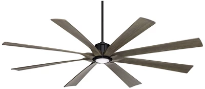 80" Possini Euro Design Defender Modern Indoor Outdoor Ceiling Fan With Dimmable LED Light Remote Matte Black Oak Damp Rated For Patio Exterior House 7 80" Possini Euro Design Defender Modern Indoor Outdoor Ceiling Fan With Dimmable LED Light Remote Matte Black Oak Damp Rated For Patio Exterior House - Image 7