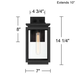 Possini Euro Design Atkins Modern Outdoor Wall Light Fixture Matte Black 14 1/4" Clear Glass For Post Exterior Barn Deck House Porch Yard Posts Patio -Possini Euro Design Sales GUEST c4f94a04 427c 45f8 8ab8 4730e3953599