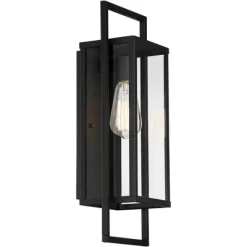 Possini Euro Design Jericho Modern Outdoor Wall Light Fixture Textured Black Metal 19" Clear Glass Panel For Post Exterior Barn Deck House Porch Yard -Possini Euro Design Sales GUEST c55472d5 7bcf 49fd 9b53 987353326afd