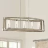 Possini Euro Design Kerr Wood Brushed Nickel Island Pendant Chandelier 32 3/4" Wide Modern Clear Glass Shade 5-Light Fixture For Dining Room Kitchen