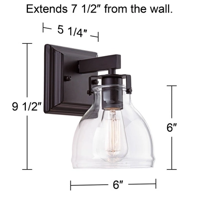 Possini Euro Design Bellis Industrial Modern Wall Light Sconce Bronze Hardwire 6" Fixture Clear Glass Shade For Bedroom Bedside Bathroom Vanity Home 3 Possini Euro Design Bellis Industrial Modern Wall Light Sconce Bronze Hardwire 6" Fixture Clear Glass Shade For Bedroom Bedside Bathroom Vanity Home - Image 3