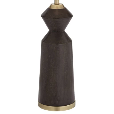 Possini Euro Design Taboo Mid Century Modern 66" Tall Standing Floor Lamp Sculpted Column Foot Switch Brown Faux Wood Finish Living Room Bedroom House 4 Possini Euro Design Taboo Mid Century Modern 66" Tall Standing Floor Lamp Sculpted Column Foot Switch Brown Faux Wood Finish Living Room Bedroom House - Image 4