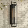 Possini Euro Design Jericho Modern Outdoor Wall Light Fixture Textured Black Steel 28" Clear Glass For Post Exterior Barn Deck House Porch Yard Patio