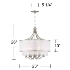 Possini Euro Design Nor Brushed Nickel Pendant Chandelier 23" Wide Modern Double White Organza Shade 6-Light Fixture For Dining Room Kitchen Island 12 Possini Euro Design Nor Brushed Nickel Pendant Chandelier 23" Wide Modern Double White Organza Shade 6-Light Fixture For Dining Room Kitchen Island -Possini Euro Design Sales GUEST c8291423 786b 40bf 928d 6d118cca3b09