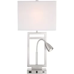 Possini Euro Design Modern Table Lamp With USB Outlet Reading Light LED 29.25" Tall Brushed Nickel Rectangular Off White Shade Bedroom Office 15 Possini Euro Design Modern Table Lamp With USB Outlet Reading Light LED 29.25" Tall Brushed Nickel Rectangular Off White Shade Bedroom Office -Possini Euro Design Sales GUEST c84d6094 acb5 46e6 828f ec7f334b0a03