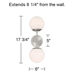 Possini Euro Design Oso Mid Century Modern Wall Light Sconce Brushed Nickel 6" 2-Light Fixture Opal Glass For Bedroom Bathroom Vanity Living Room Home -Possini Euro Design Sales GUEST c855afa7 8ddb 4029 8436 897d3e0896c3