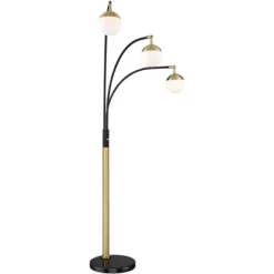 Possini Euro Design Rayne Modern Arc Floor Lamp 72" Tall Gold Black 3 Light LED Adjustable Arm Frosted Glass Globe Shade For Living Room Reading Home -Possini Euro Design Sales GUEST c869919f 6f5b 4ba9 a151 3e35a537efaa