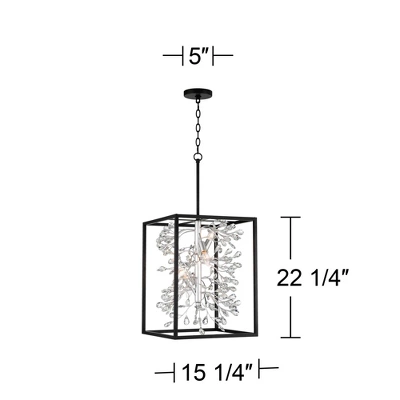 Possini Euro Design Black Silver Pendant Chandelier 15 1/4" Wide Modern Clear Crystal Flower Vine 4-Light Fixture For Dining Room House 8 Possini Euro Design Black Silver Pendant Chandelier 15 1/4" Wide Modern Clear Crystal Flower Vine 4-Light Fixture For Dining Room House - Image 8