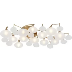 Possini Euro Design Lilypad Modern Ceiling Light Semi Flush Mount Fixture 30 1/4" Wide Warm Brass 12-Light Frosted Glass Shade For Bedroom Living Room -Possini Euro Design Sales GUEST c8b436d6 0799 4b71 b0e8 1b80aaa00f64